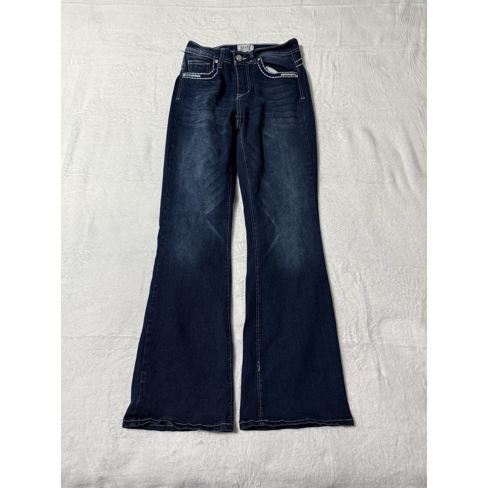 Angels Jeans Womens Size 5 Blue‎ Denim Dark Wash Mid Rise Bootcut Flare 24x30